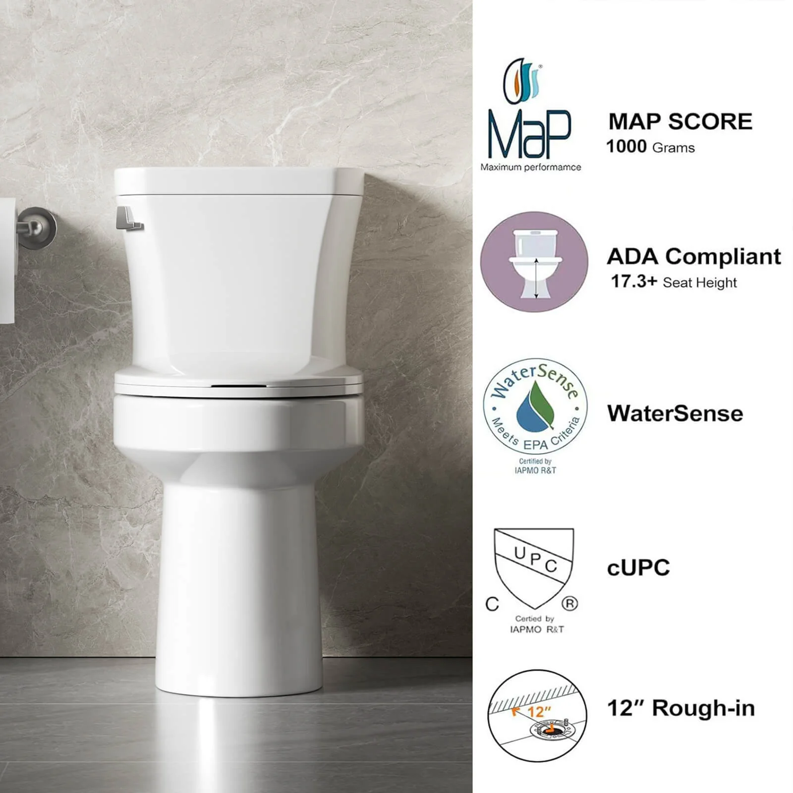 1.28 GPF Tornado Flush Two-Piece Toilet - Image 10