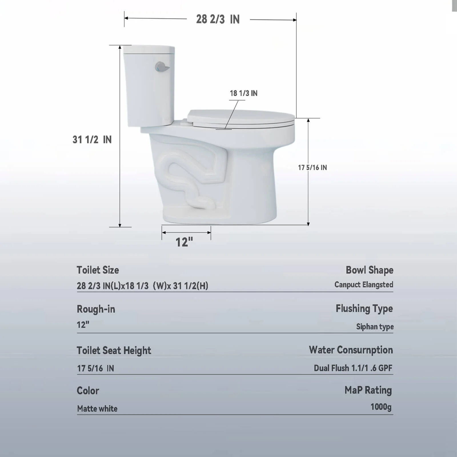 1.28 GPF Tornado Flush Two-Piece Toilet - Image 13