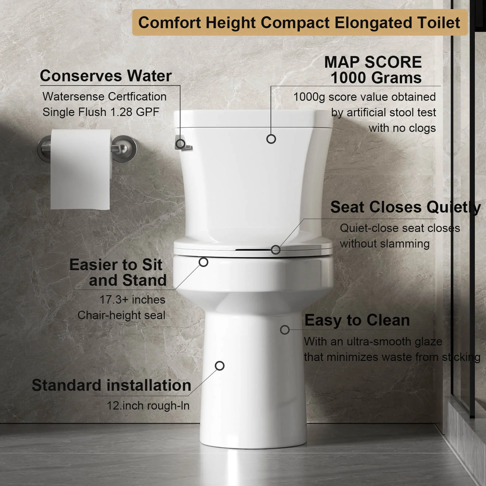 1.28 GPF Tornado Flush Two-Piece Toilet - Image 6