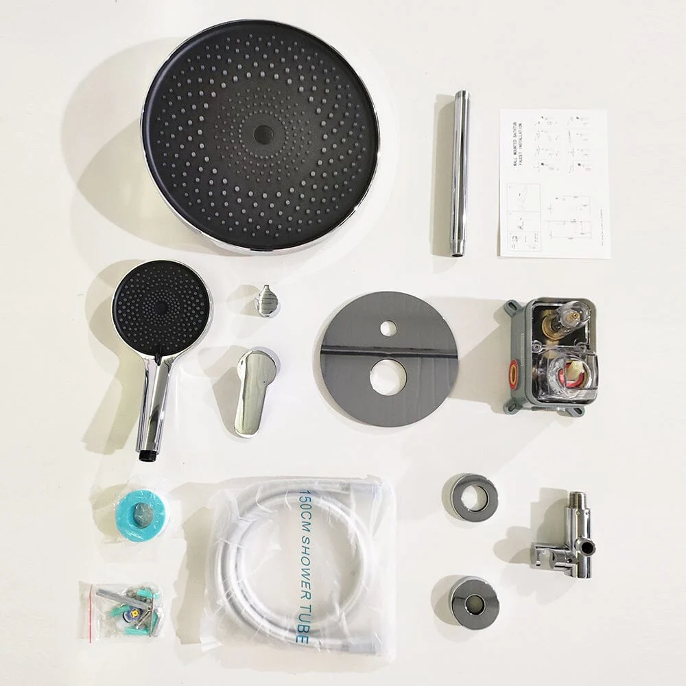 12" Ceiling Mount Round Shower Systems with Head Shower & Hand Shower Combo Set - Image 10