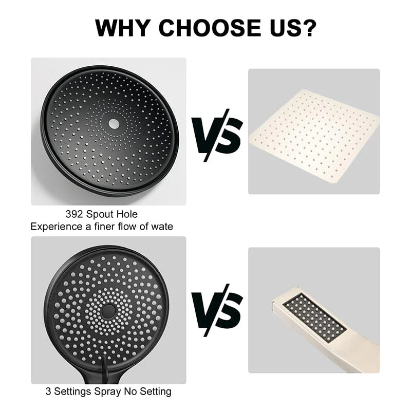 12" Ceiling Mount Round Shower Systems with Head Shower & Hand Shower Combo Set - Image 18