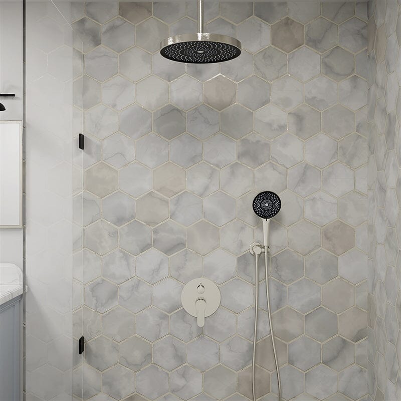 12" Ceiling Mount Round Shower Systems with Head Shower & Hand Shower Combo Set - Image 23