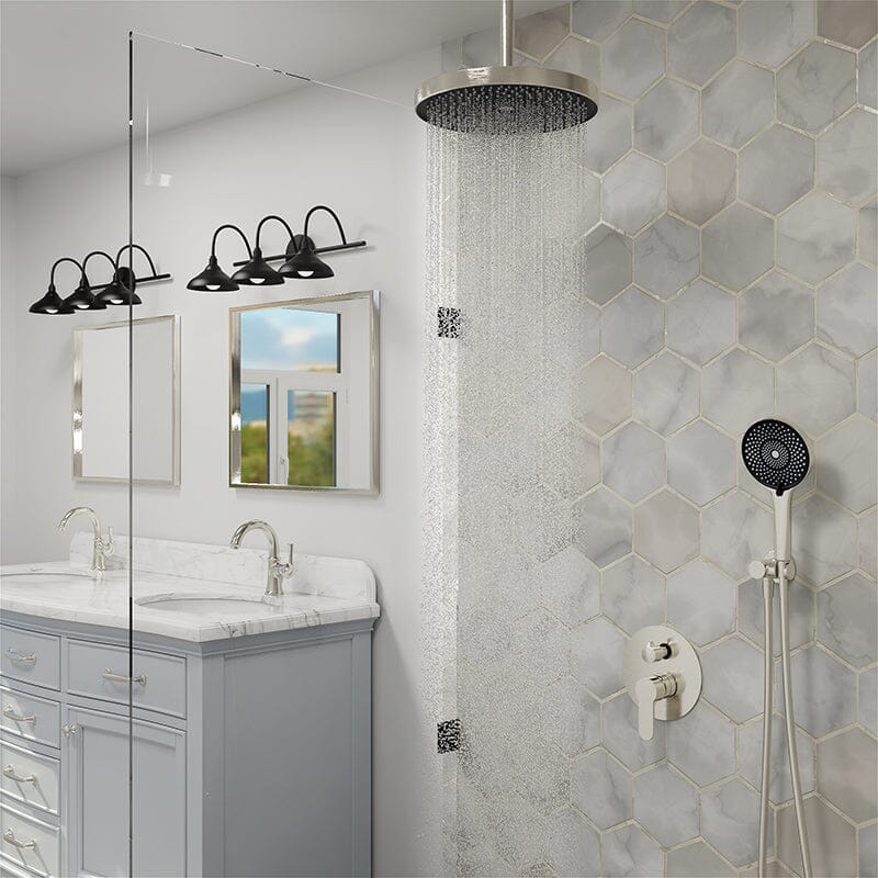 12" Ceiling Mount Round Shower Systems with Head Shower & Hand Shower Combo Set - Image 24