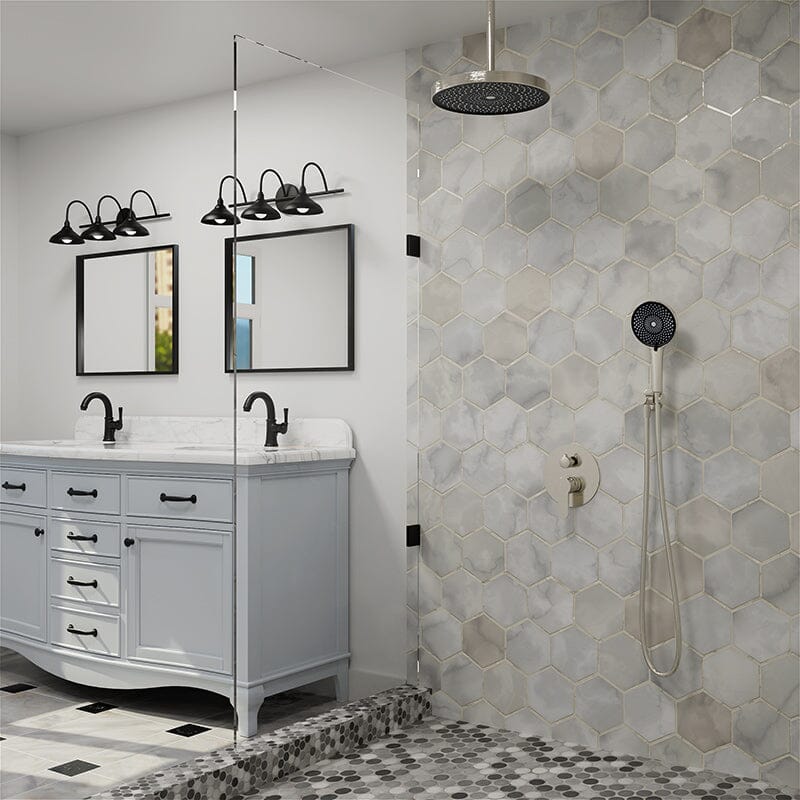 12" Ceiling Mount Round Shower Systems with Head Shower & Hand Shower Combo Set - Image 25