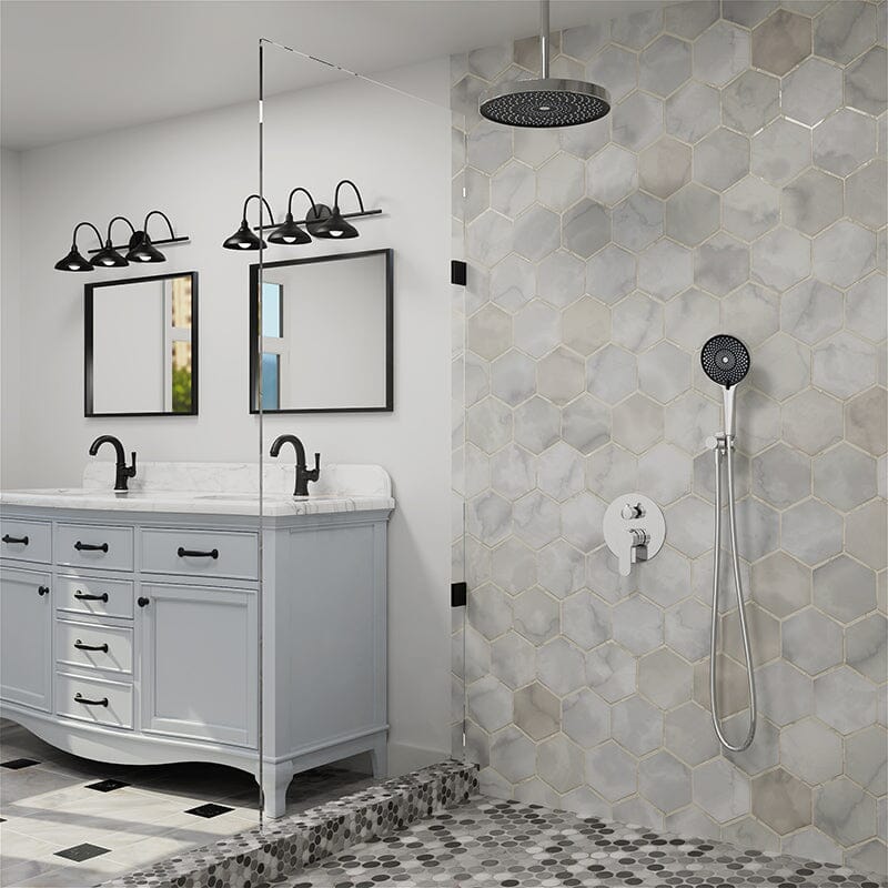 12" Ceiling Mount Round Shower Systems with Head Shower & Hand Shower Combo Set - Image 3