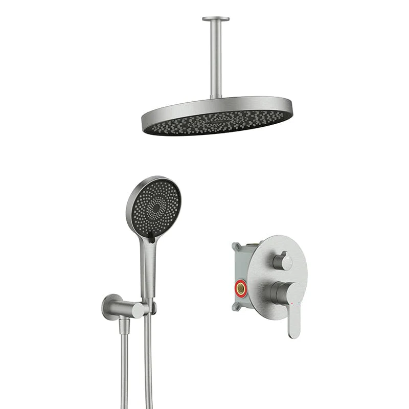 12" Ceiling Mount Round Shower Systems with Head Shower & Hand Shower Combo Set - Image 30