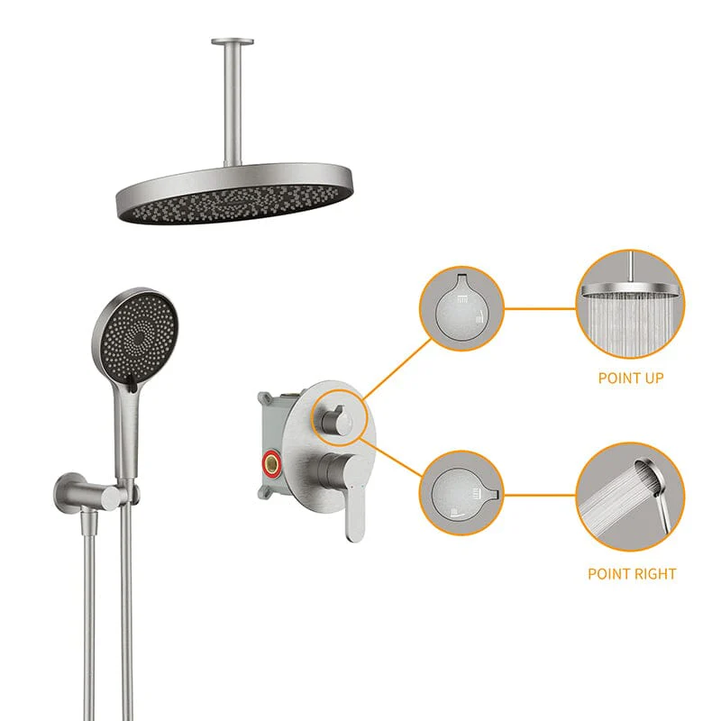 12" Ceiling Mount Round Shower Systems with Head Shower & Hand Shower Combo Set - Image 31