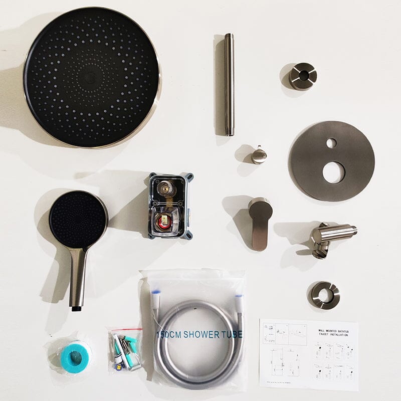 12" Ceiling Mount Round Shower Systems with Head Shower & Hand Shower Combo Set - Image 32