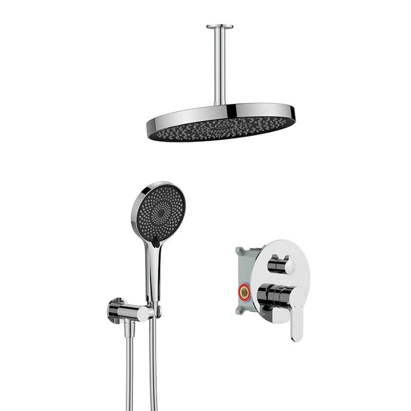 12" Ceiling Mount Round Shower Systems with Head Shower & Hand Shower Combo Set - Image 8