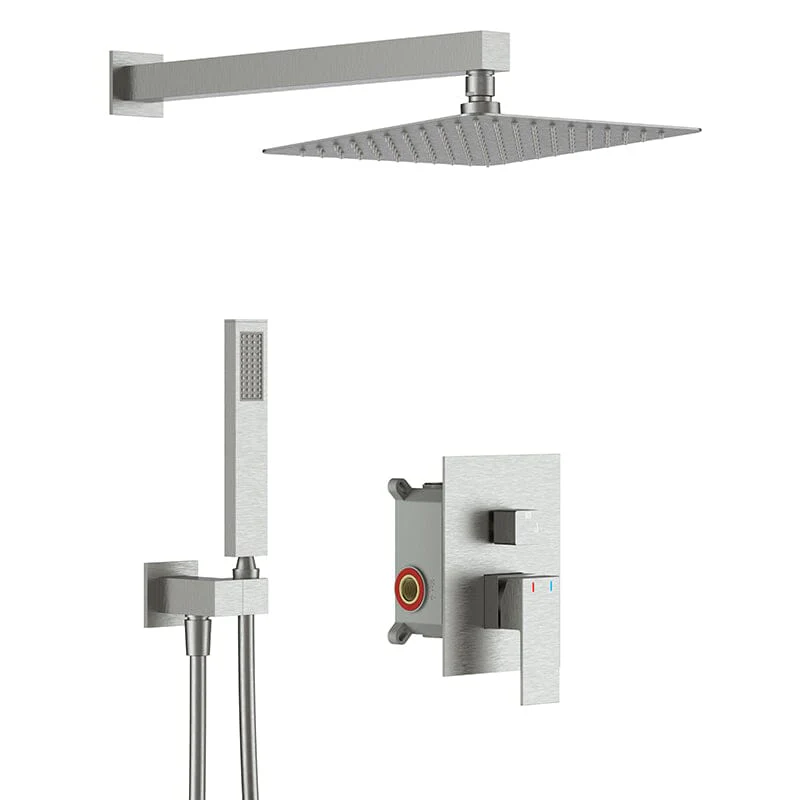 Giving Tree 12" Wall Mount Square Shower Systems with Head Shower & Hand Shower Combo Set - Image 19