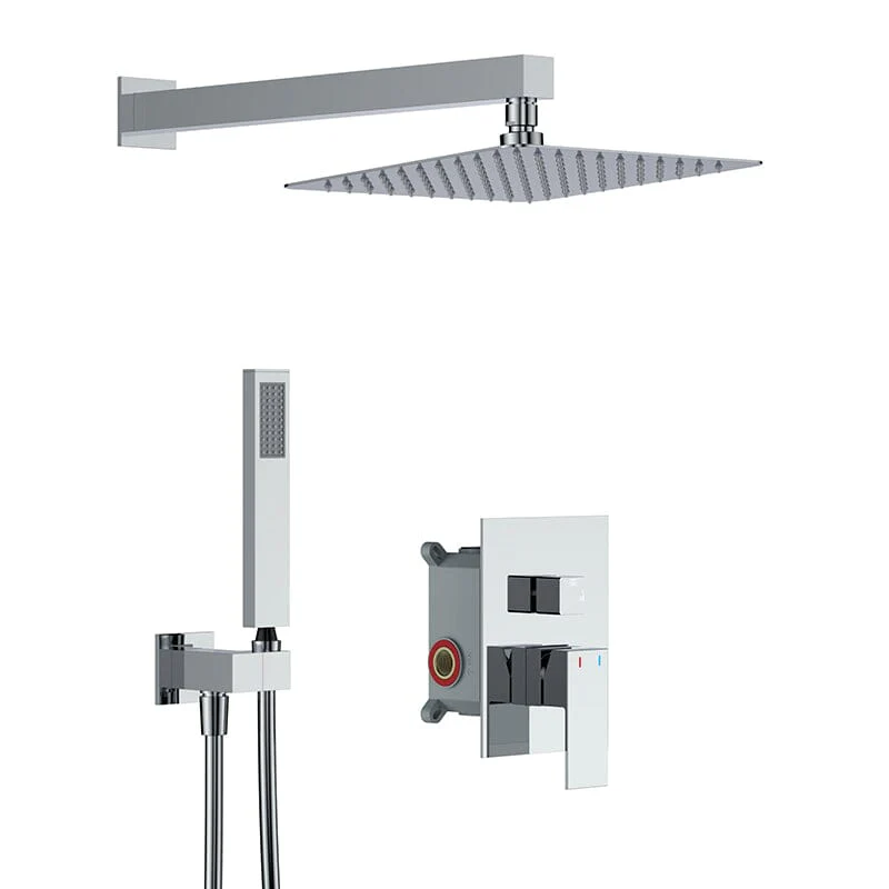 Giving Tree 12" Wall Mount Square Shower Systems with Head Shower & Hand Shower Combo Set - Image 29