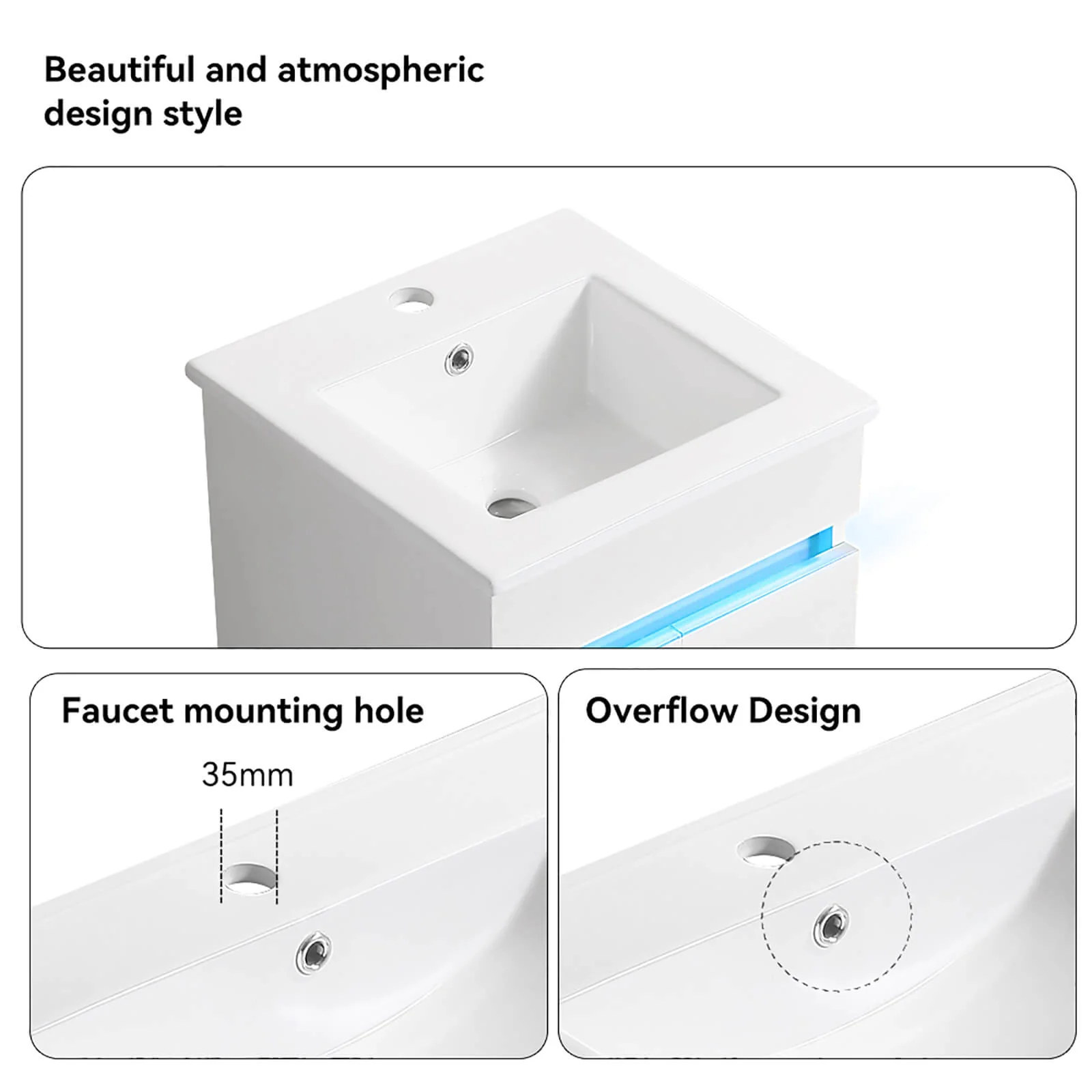 16" Wall-Mounted Vanity with Built-In Motion Sensor Light - Image 9