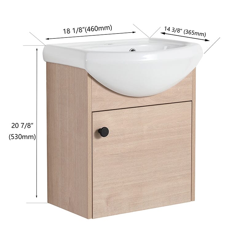 18 Inch Small Size Bathroom Vanity With Ceramic Sink, Wall Mounting Design - Image 11