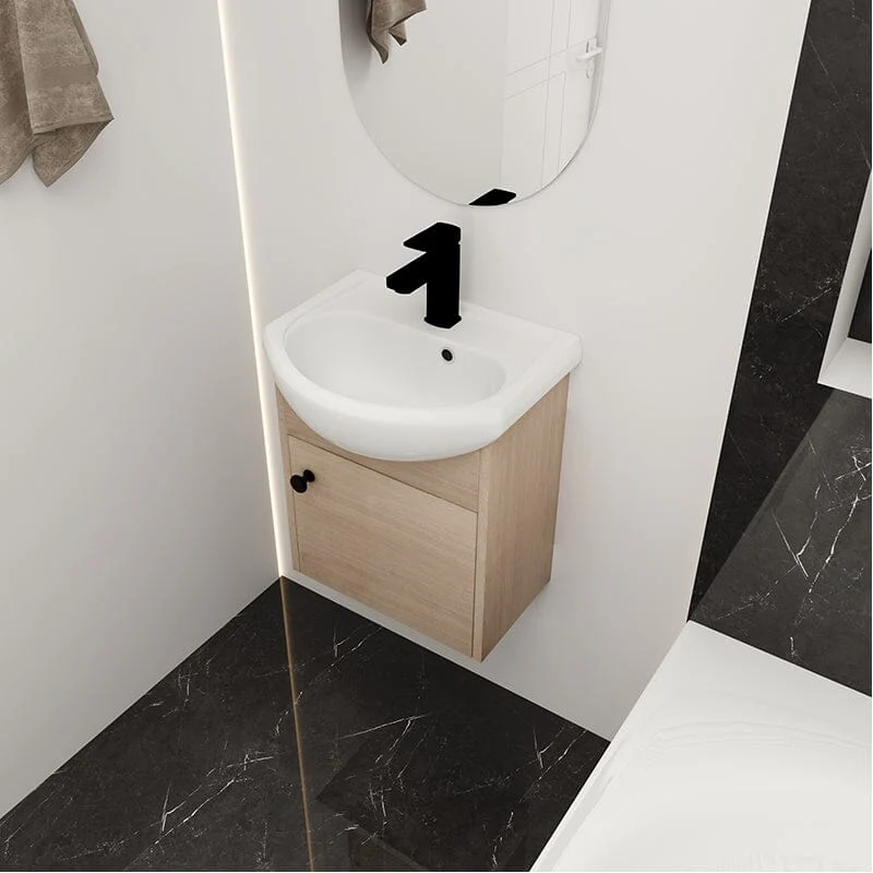 18 Inch Small Size Bathroom Vanity With Ceramic Sink, Wall Mounting Design - Image 3
