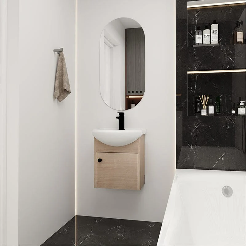 18 Inch Small Size Bathroom Vanity With Ceramic Sink, Wall Mounting Design - Image 5