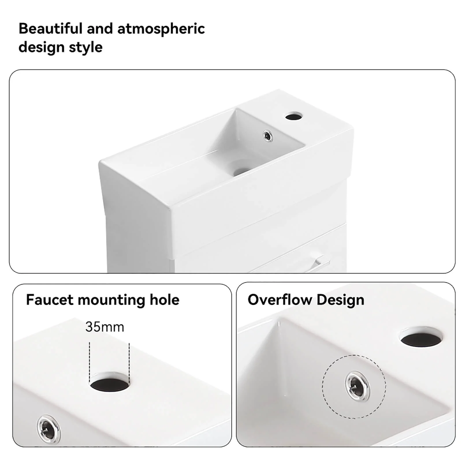 19" Slim Bathroom Vanity with Side Faucet Mount - Image 7