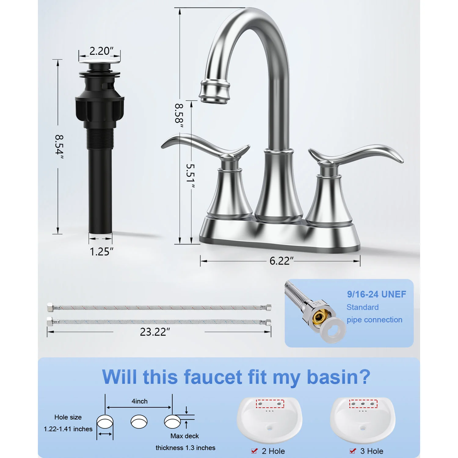 Giving Tree 2-Handle 4-Inch Bathroom Vanity Sink Faucet with Pop-up Drain - Image 27