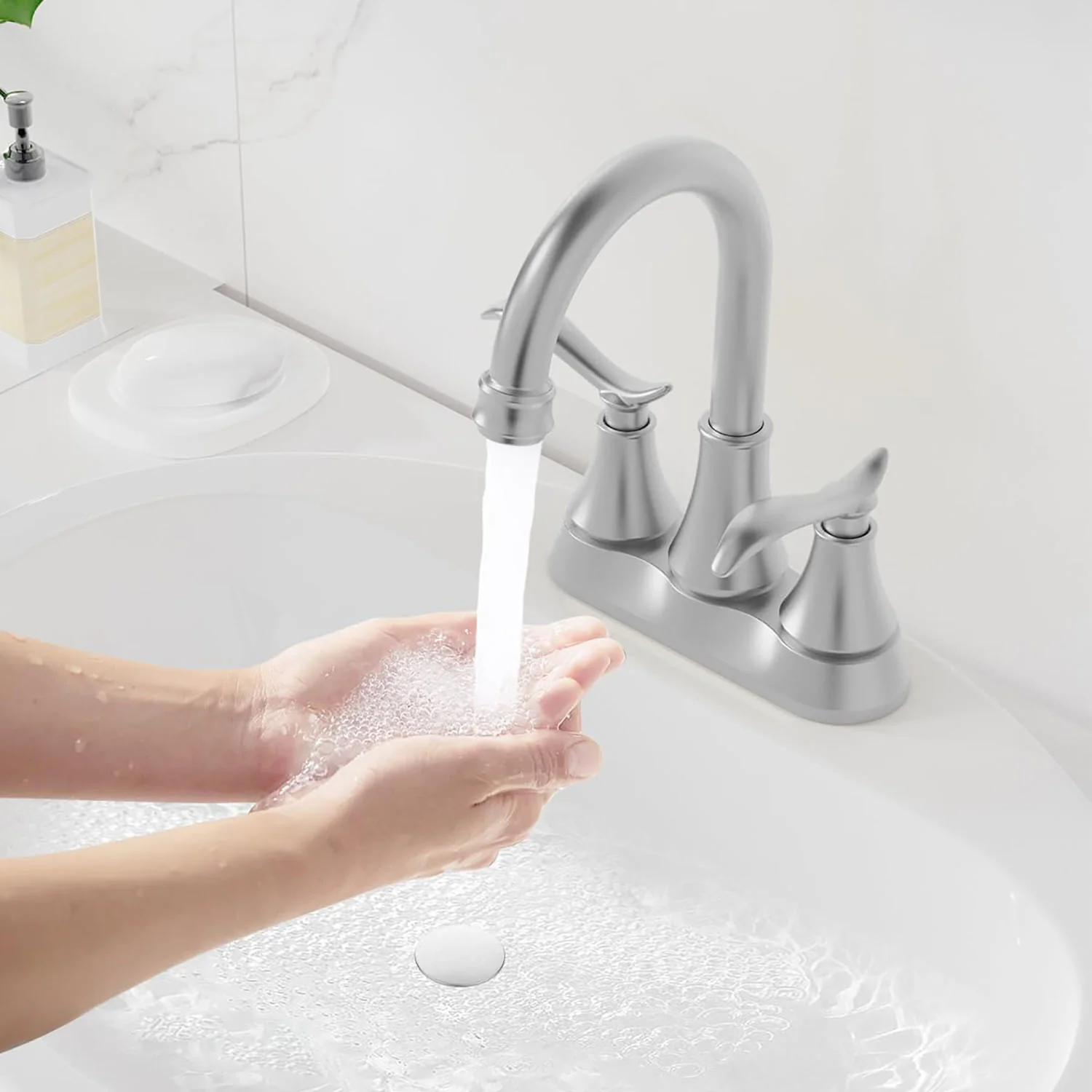 Giving Tree 2-Handle 4-Inch Bathroom Vanity Sink Faucet with Pop-up Drain - Image 8