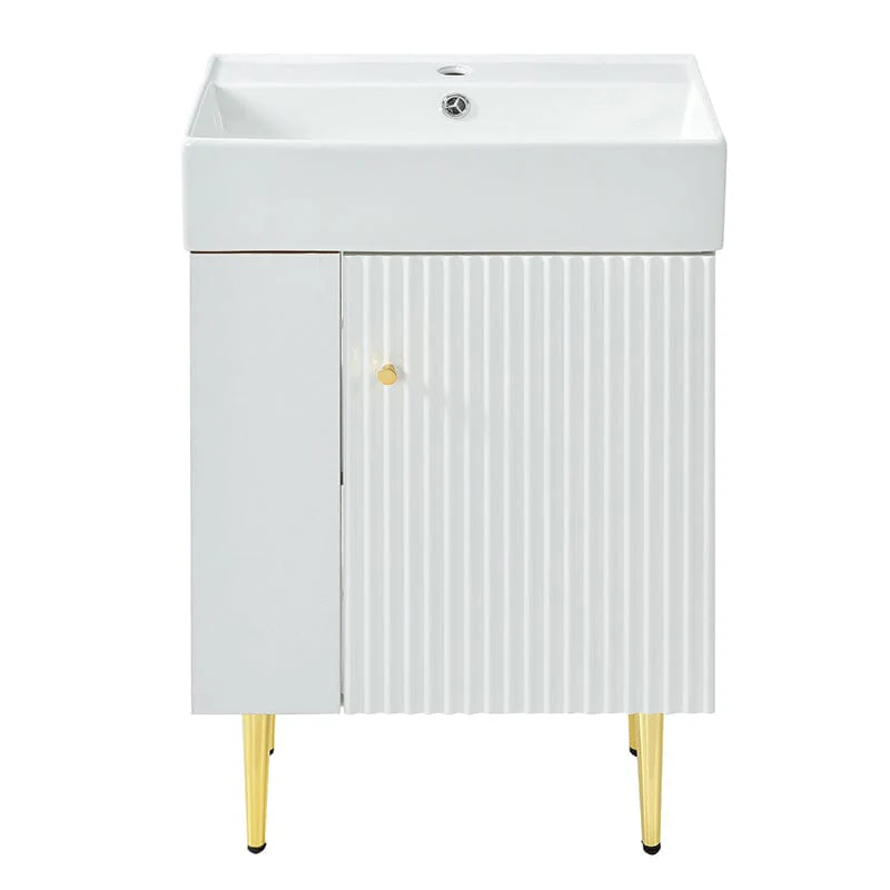 21.6'' Freestanding Bathroom Vanity with Ceramic Sink and Left Side Storage - Image 8