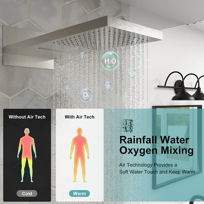 22'' Shower Set Dual Function Waterfall Rainfall Shower Head & Hand Shower - Image 21