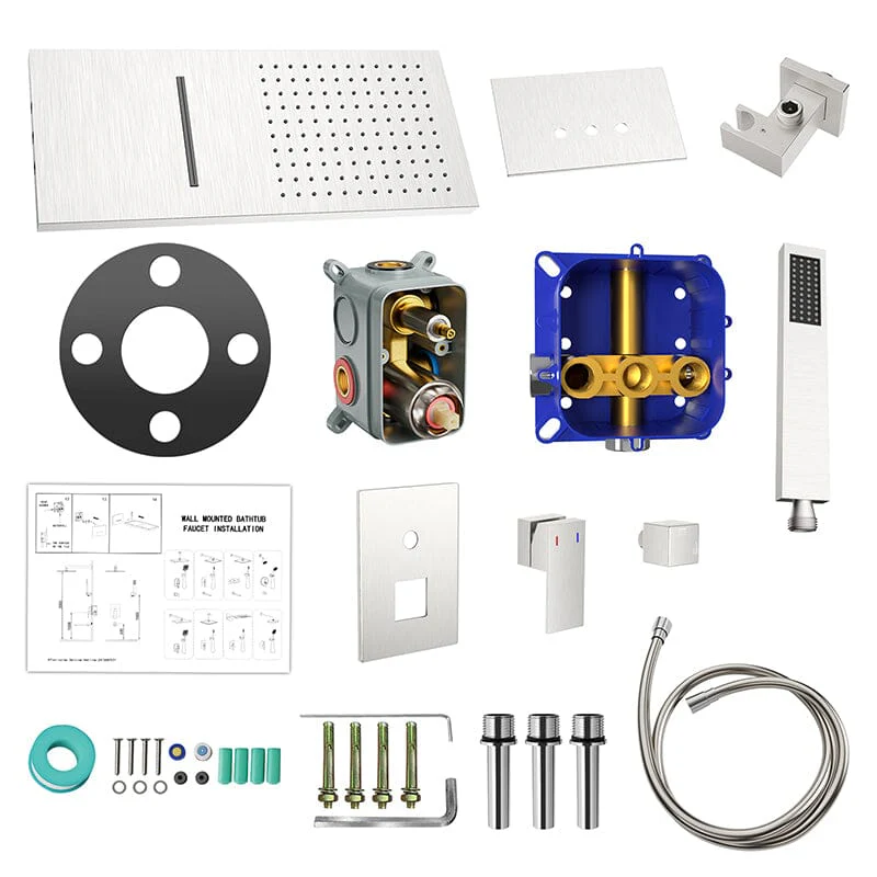 22'' Shower Set Dual Function Waterfall Rainfall Shower Head & Hand Shower - Image 28