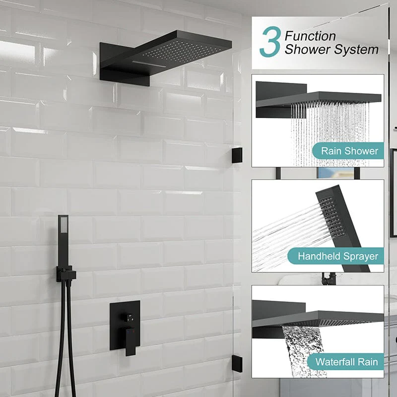 22'' Shower Set Dual Function Waterfall Rainfall Shower Head & Hand Shower - Image 3