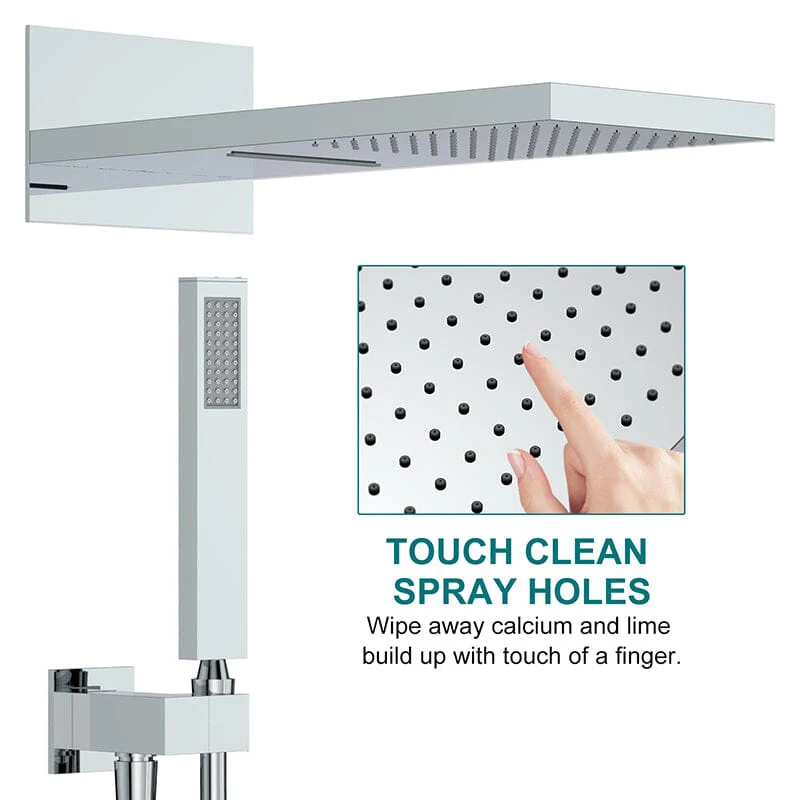 22'' Shower Set Dual Function Waterfall Rainfall Shower Head & Hand Shower - Image 38