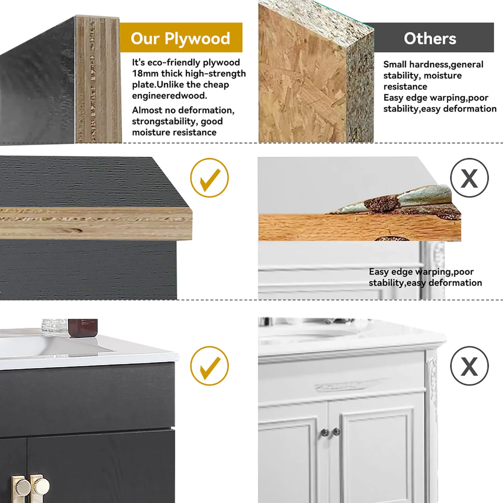 24" Black Freestanding Bathroom Vanity with Metal Legs - Image 4