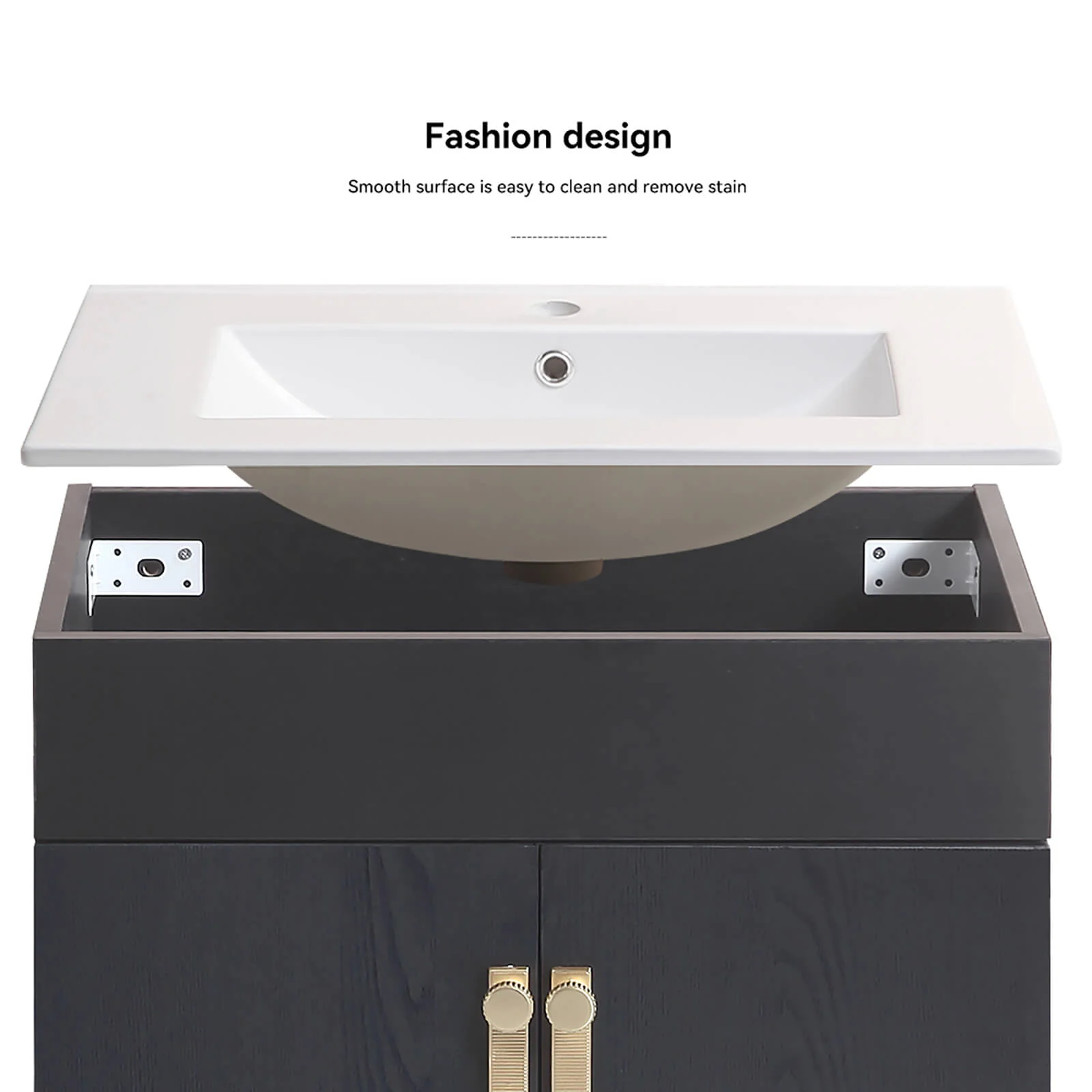 24" Black Freestanding Bathroom Vanity with Metal Legs - Image 8