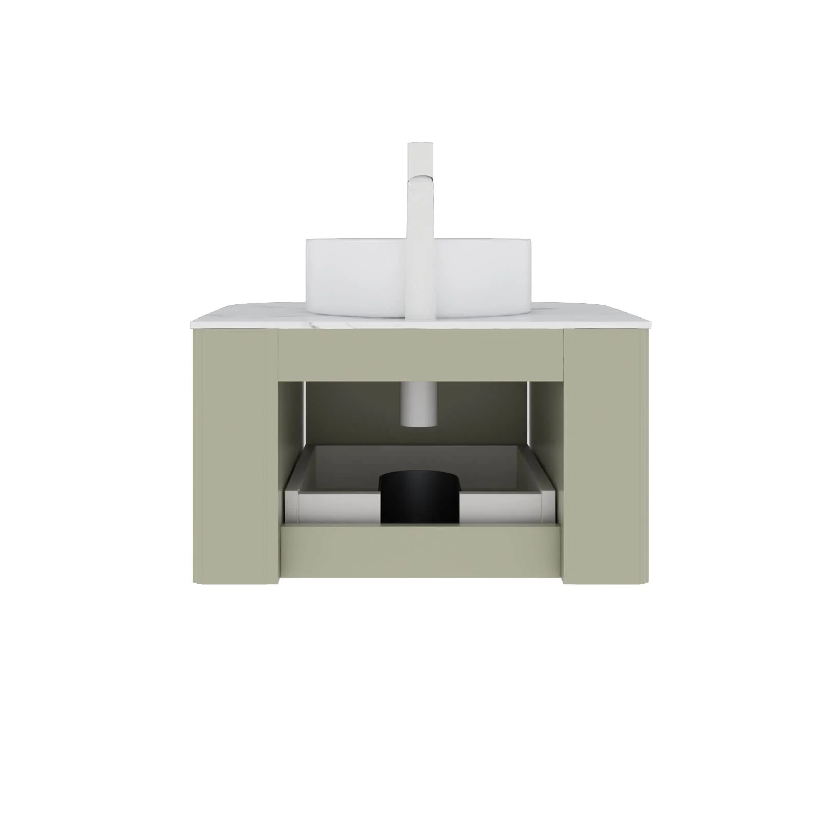 24" Green Floating Vanity with Vessel Sink and Pre-Drilled Faucet Hole - Image 5