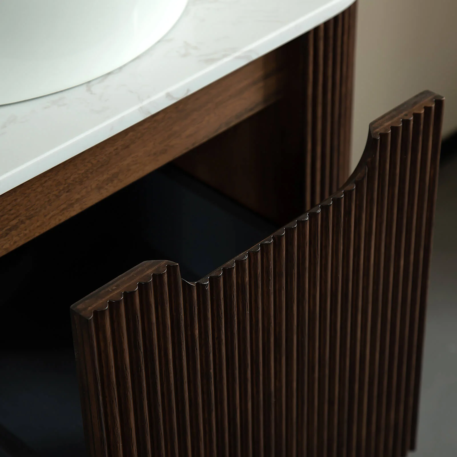 24" Walnut Floating Vanity with Vessel Sink and Pre-Drilled Faucet Hole - Image 5