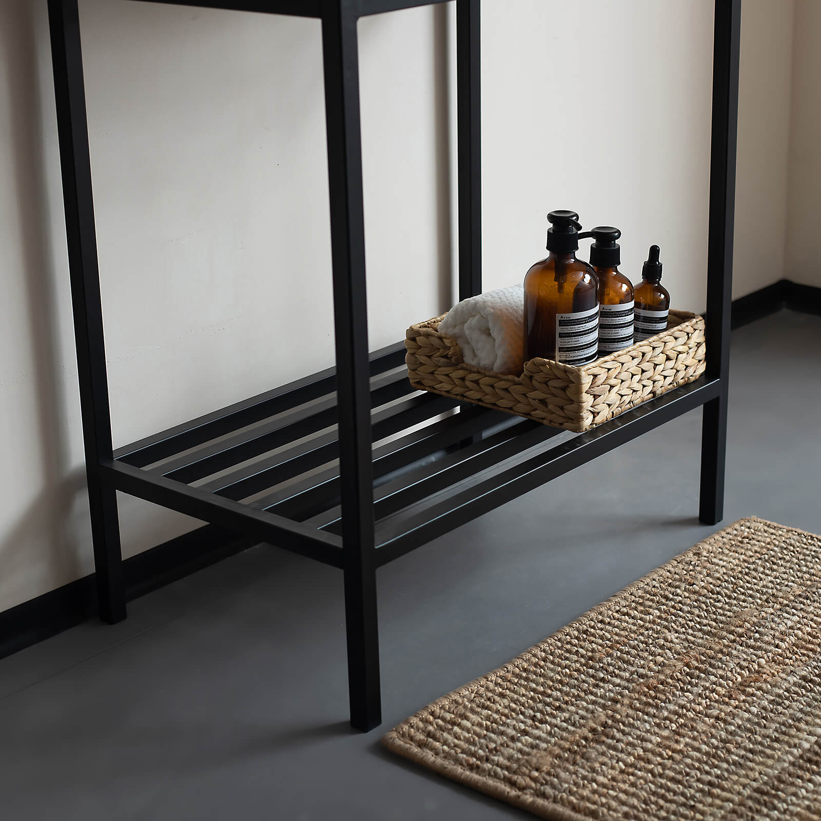 24" White Console Bathroom Sink with Black Metal Legs - Image 5