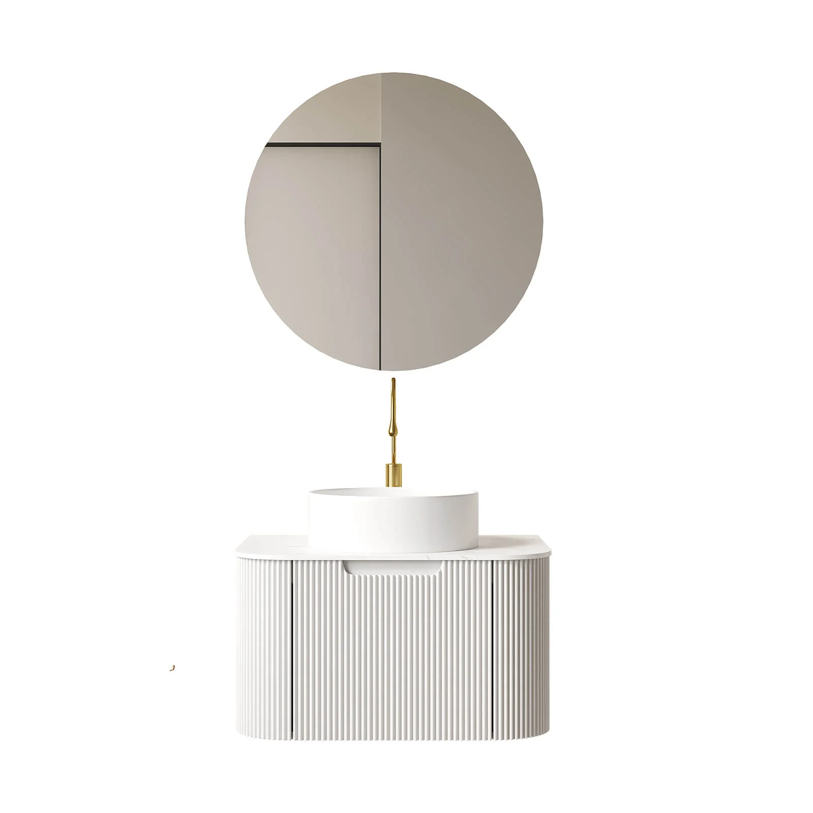 24" White Floating Vanity with Vessel Sink and Pre-Drilled Faucet Hole - Image 4