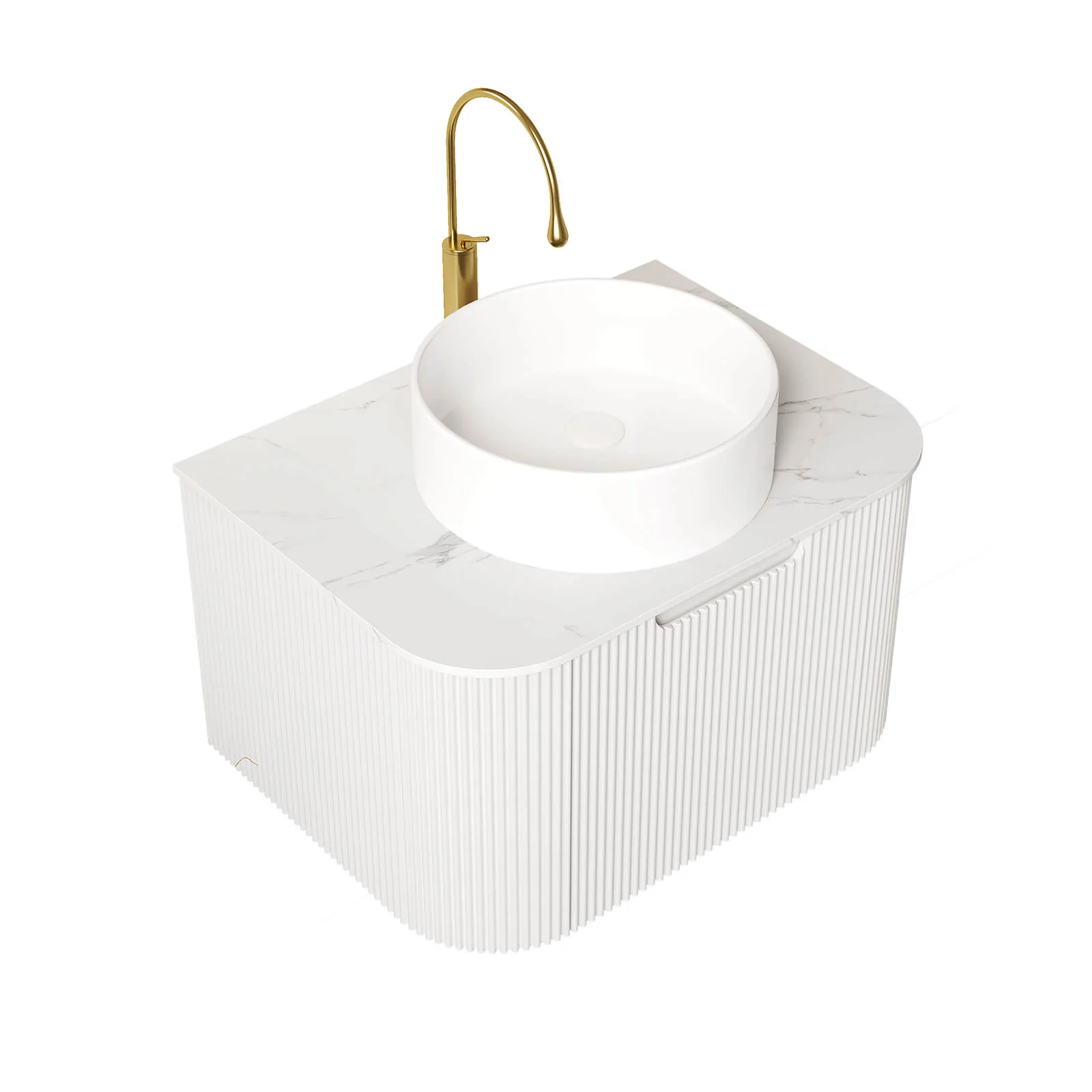 24" White Floating Vanity with Vessel Sink and Pre-Drilled Faucet Hole - Image 5