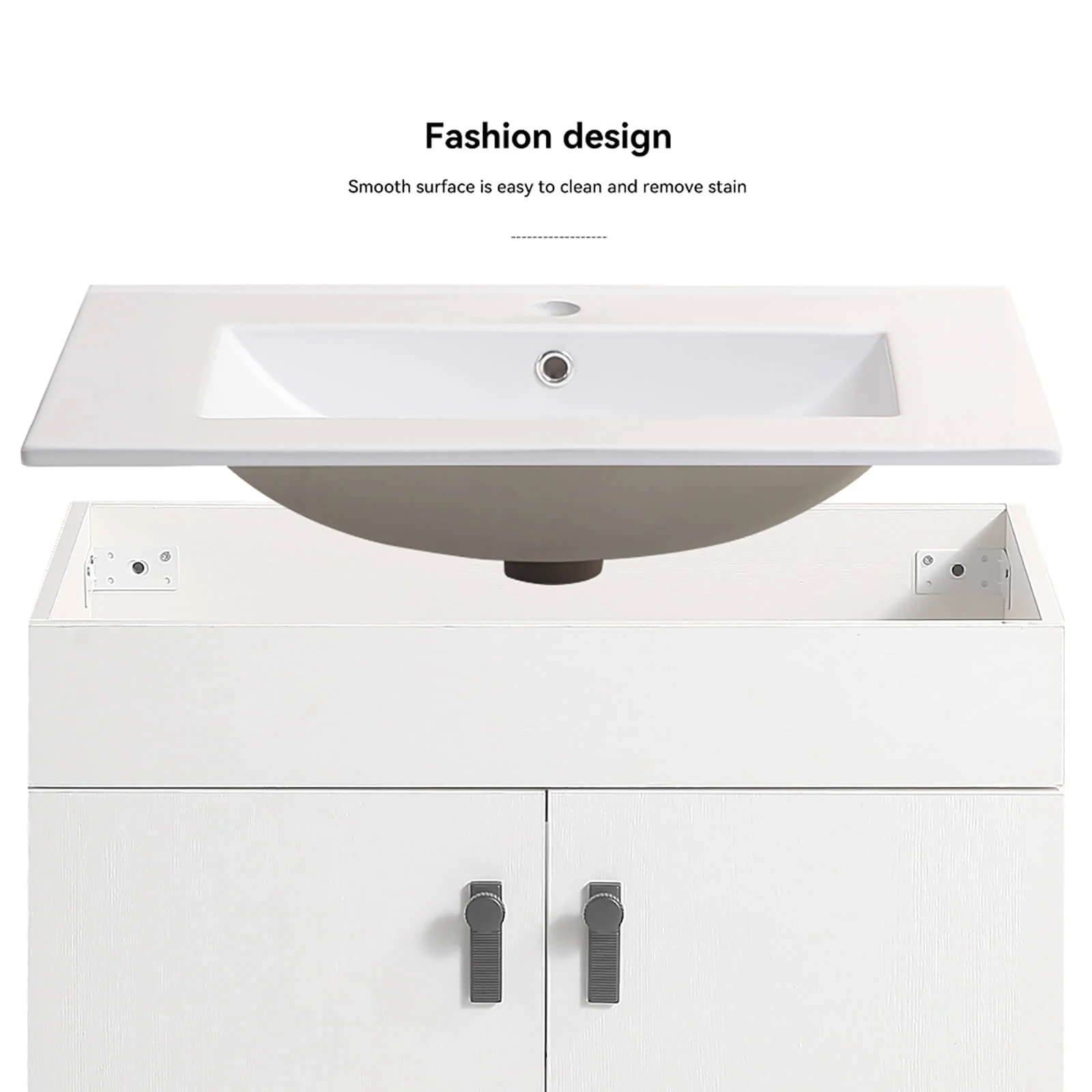 24" White Freestanding Bathroom Vanity with Metal Legs - Image 7