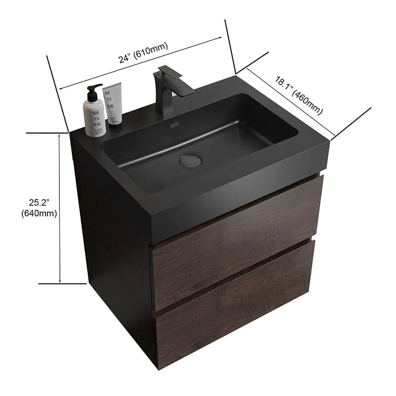 24 Inch Bathroom Vanity with Sink Wall Mounted Floating One-Piece Sink Cabinet - Image 12