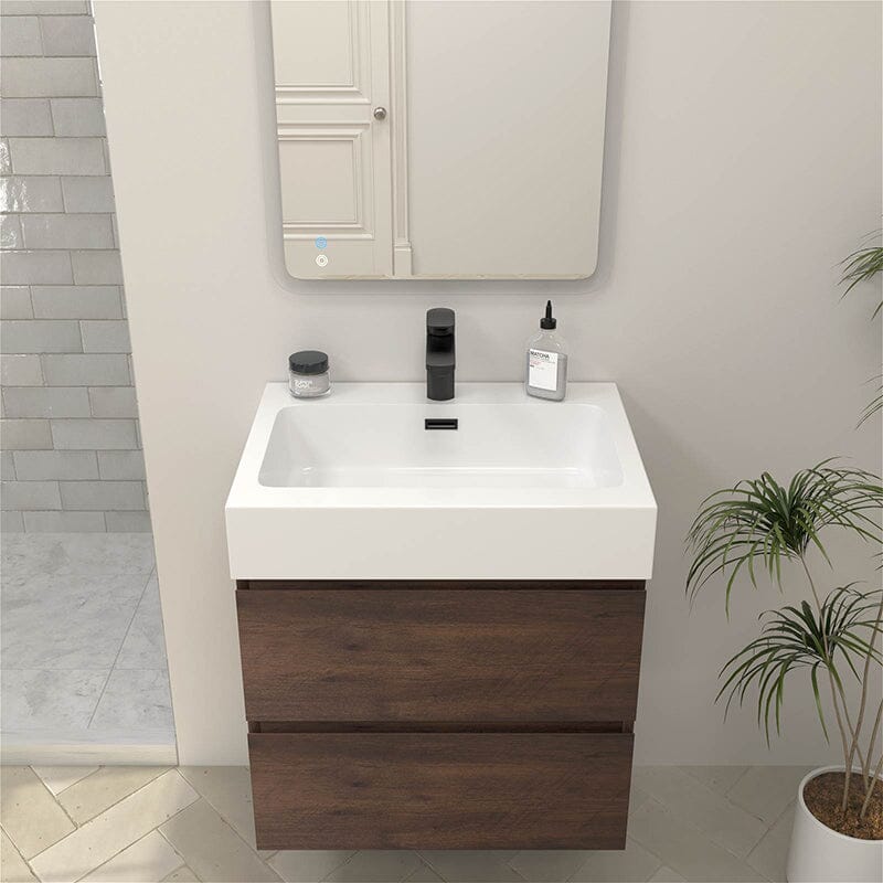 24 Inch Bathroom Vanity with Sink Wall Mounted Floating One-Piece Sink Cabinet - Image 17