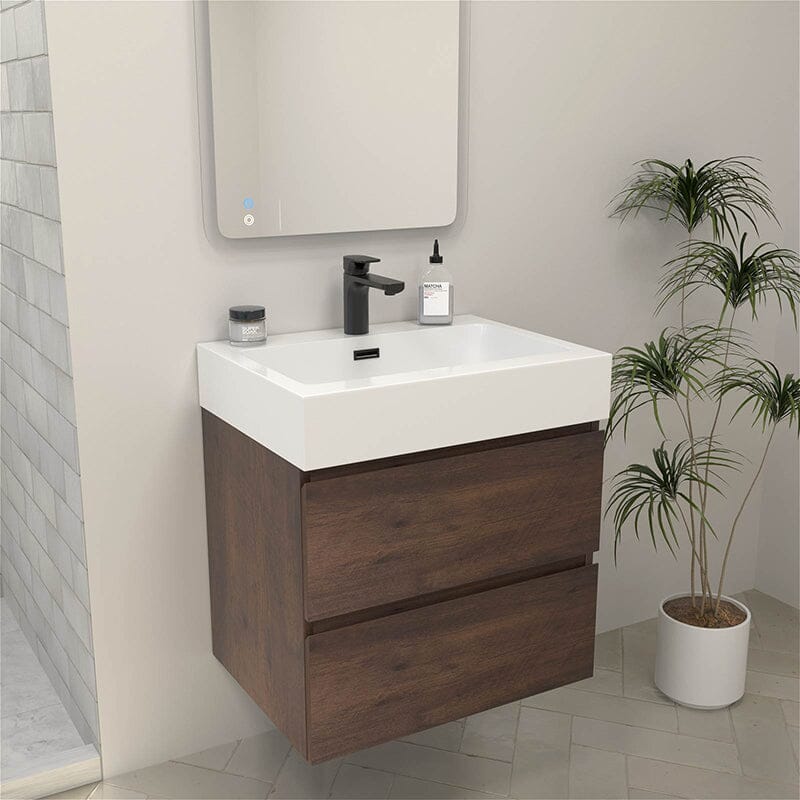 24 Inch Bathroom Vanity with Sink Wall Mounted Floating One-Piece Sink Cabinet - Image 18