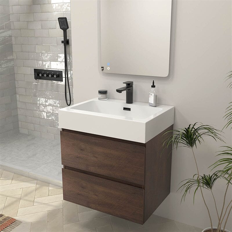 24 Inch Bathroom Vanity with Sink Wall Mounted Floating One-Piece Sink Cabinet - Image 19