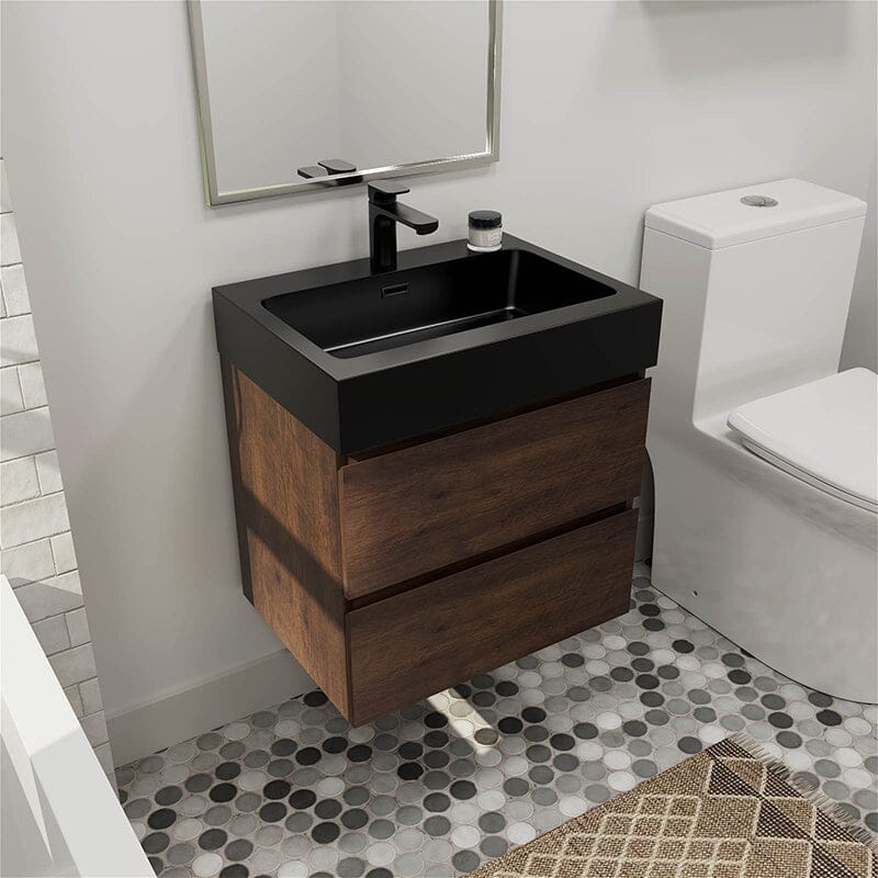 24 Inch Bathroom Vanity with Sink Wall Mounted Floating One-Piece Sink Cabinet - Image 3