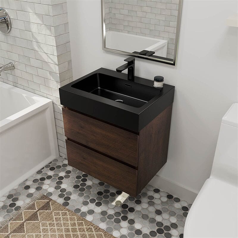 24 Inch Bathroom Vanity with Sink Wall Mounted Floating One-Piece Sink Cabinet - Image 4