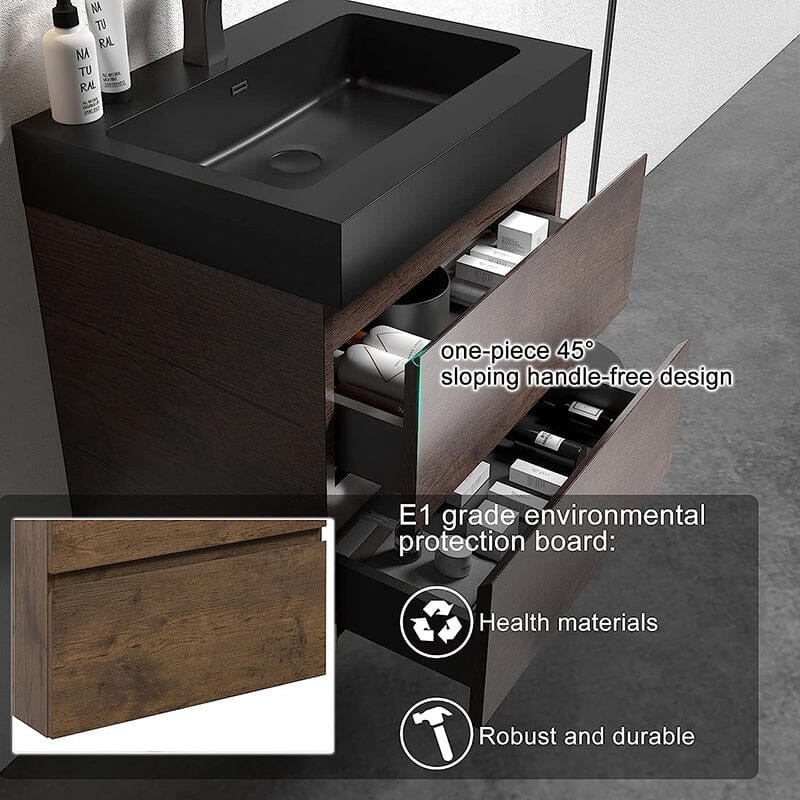 24 Inch Bathroom Vanity with Sink Wall Mounted Floating One-Piece Sink Cabinet - Image 9