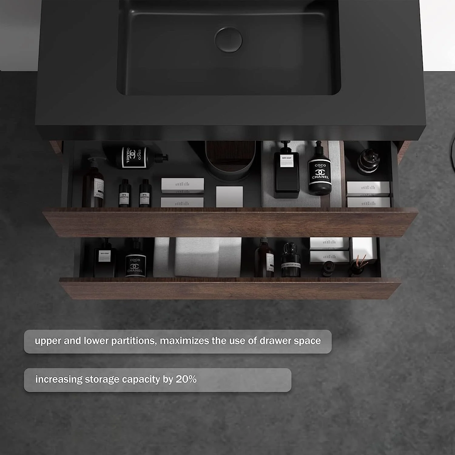 24 Inch Bathroom Vanity with Sink Floor Mounted One-Piece Sink Cabinet - Image 10