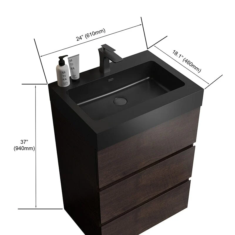24 Inch Bathroom Vanity with Sink Floor Mounted One-Piece Sink Cabinet - Image 15