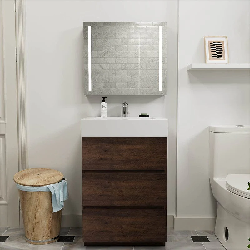 24 Inch Bathroom Vanity with Sink Floor Mounted One-Piece Sink Cabinet - Image 16