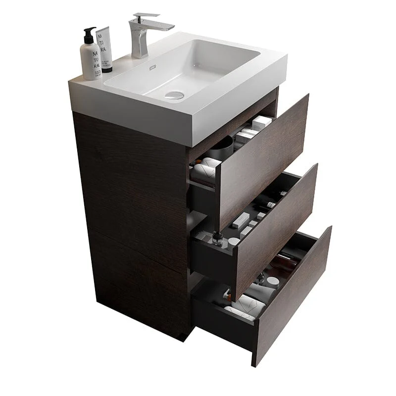 24 Inch Bathroom Vanity with Sink Floor Mounted One-Piece Sink Cabinet - Image 22