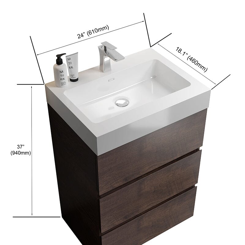 24 Inch Bathroom Vanity with Sink Floor Mounted One-Piece Sink Cabinet - Image 24