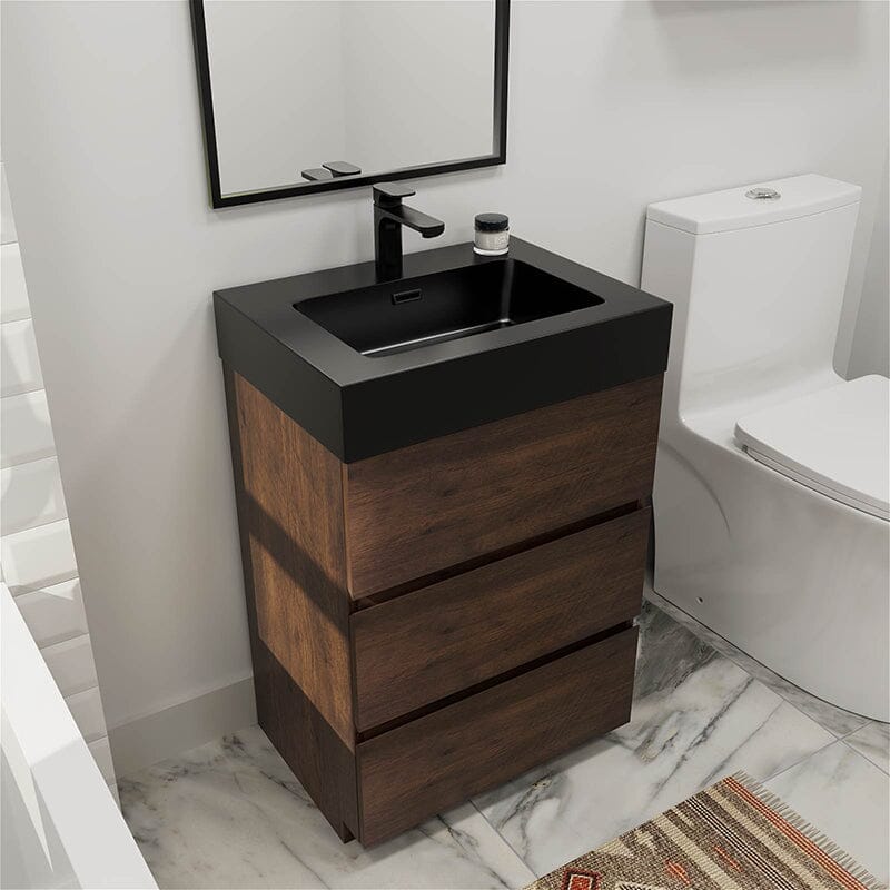 24 Inch Bathroom Vanity with Sink Floor Mounted One-Piece Sink Cabinet - Image 3