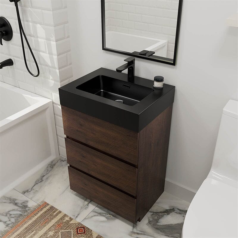 24 Inch Bathroom Vanity with Sink Floor Mounted One-Piece Sink Cabinet - Image 4