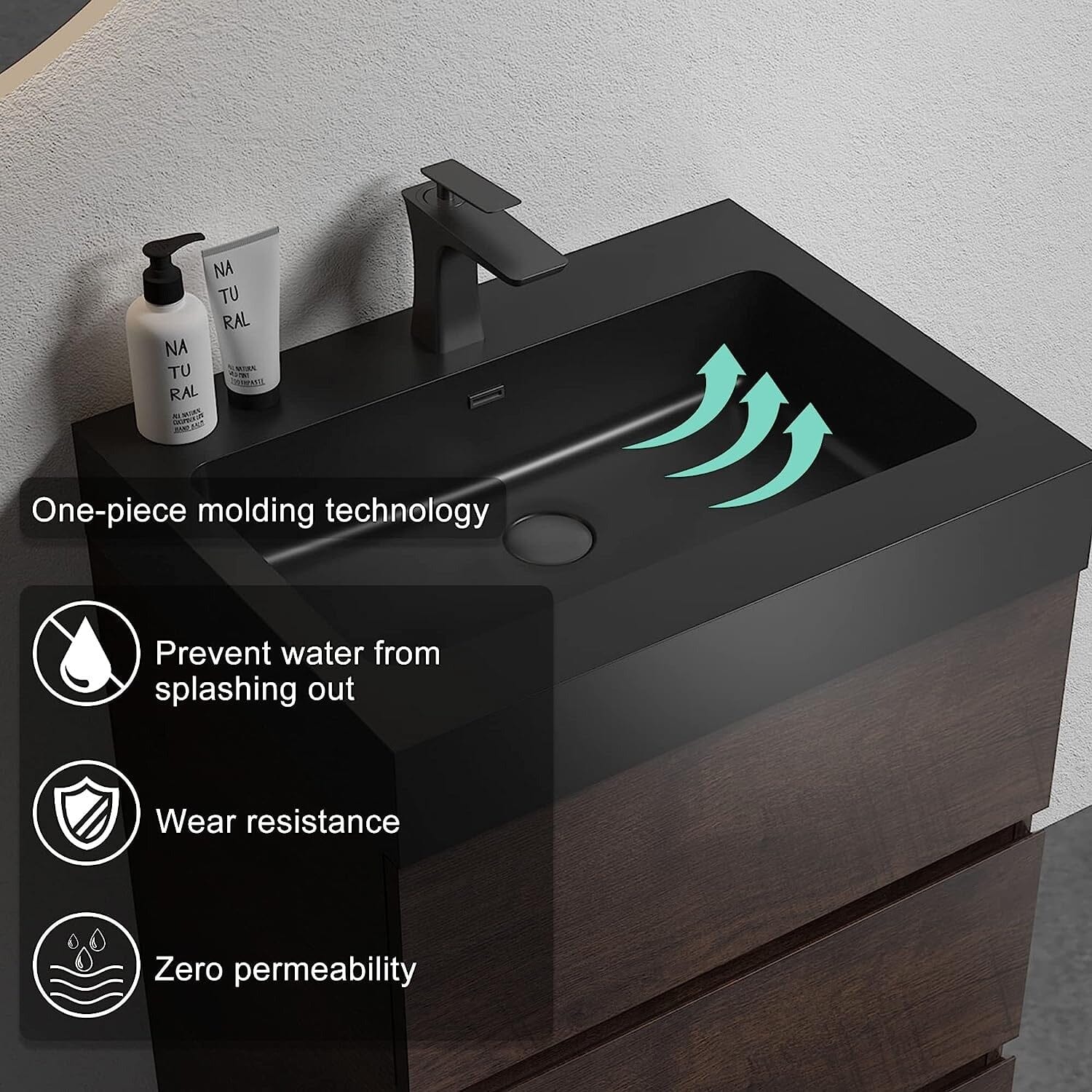 24 Inch Bathroom Vanity with Sink Floor Mounted One-Piece Sink Cabinet - Image 8